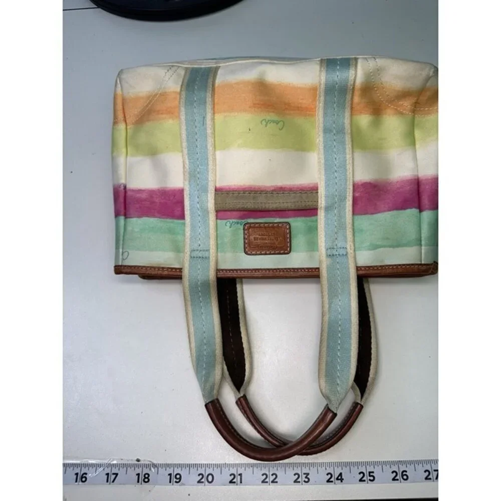DAMAGE Coach Hampton Watercolor Pastel Stripes Small Tote Handbag A0773-10025